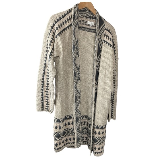 Size Large LUCKY BRAND Sweater LONG sleeved Tribal Taupe Olive Cardigan‎ NWT - Picture 6 of 11